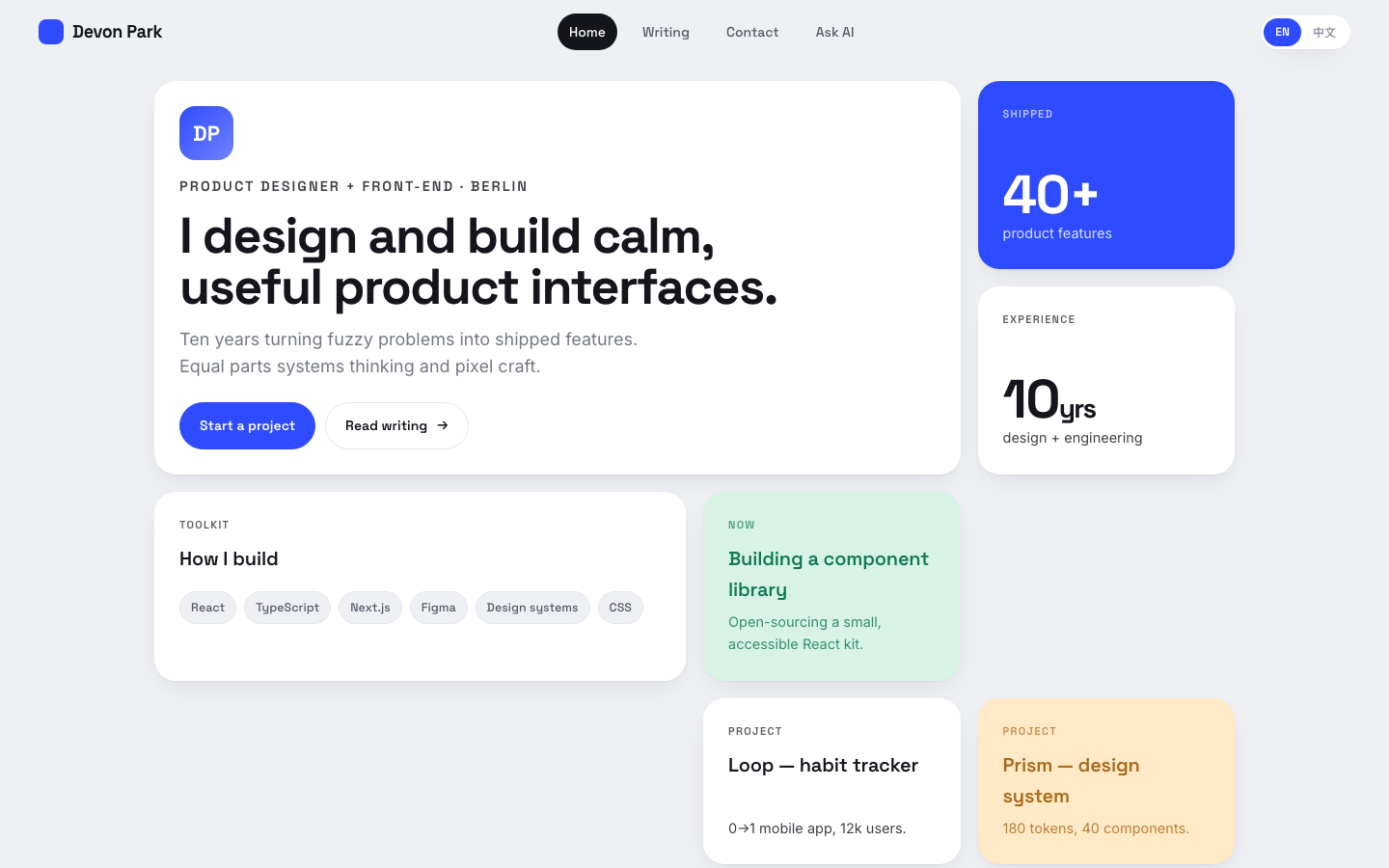 Bento Bright template preview